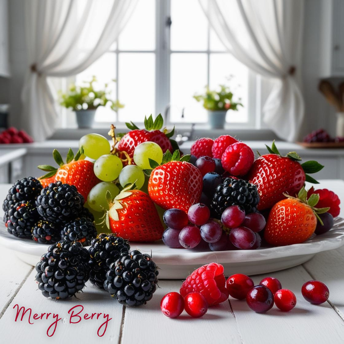 MERRY BERRY Body Powder, 8oz - Talc and Cornstarch Free, fruit medley