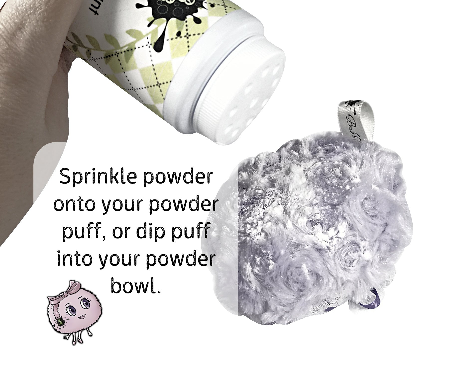 WHITE Powder Puff,  mini 3 inch