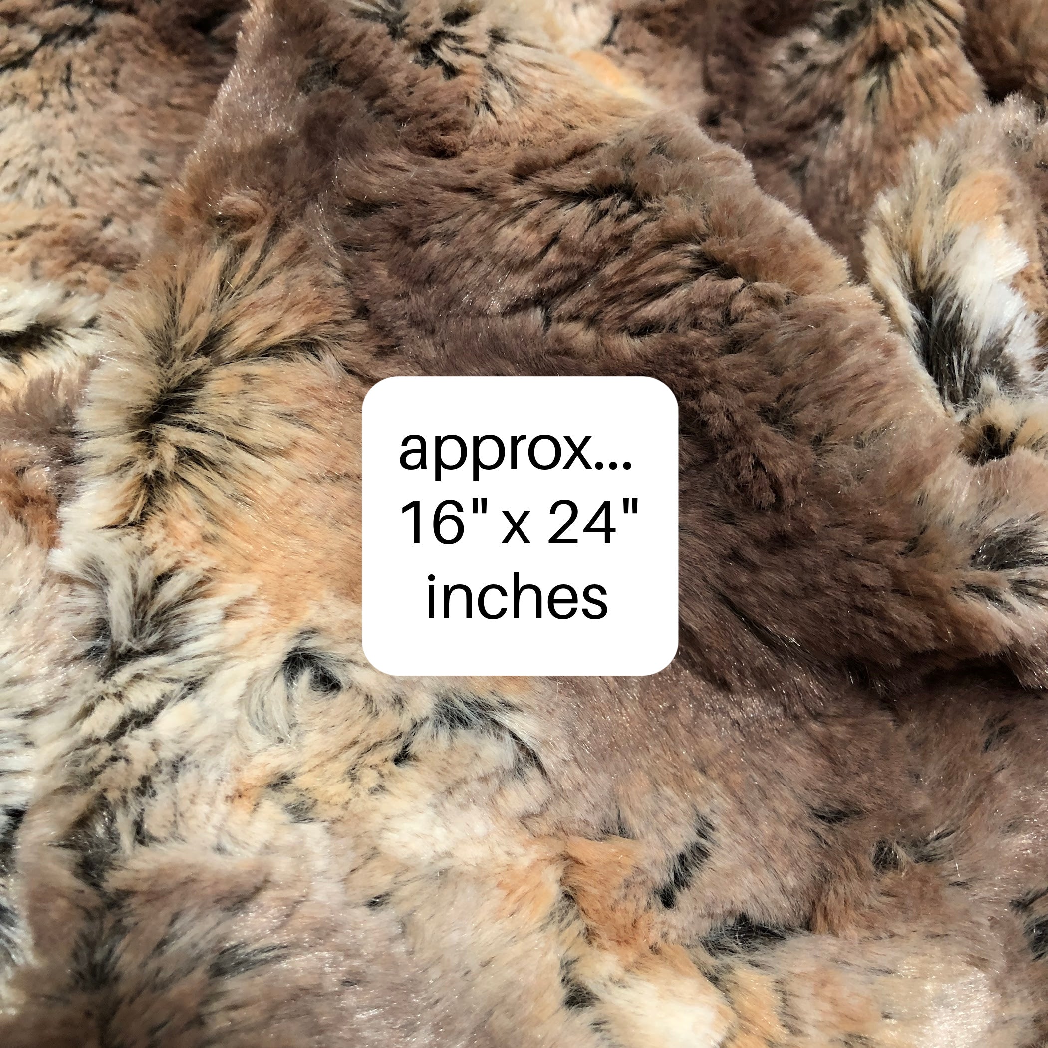 Animal Print Faux Fur, 16" x 24" inches - mixed browns, soft minky fake fur