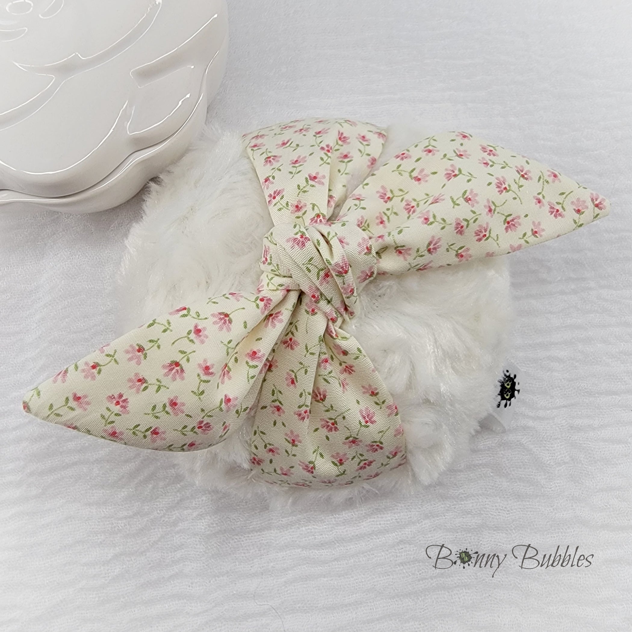 Body Powder Puff - Tiny Pink Floral, 4 inch