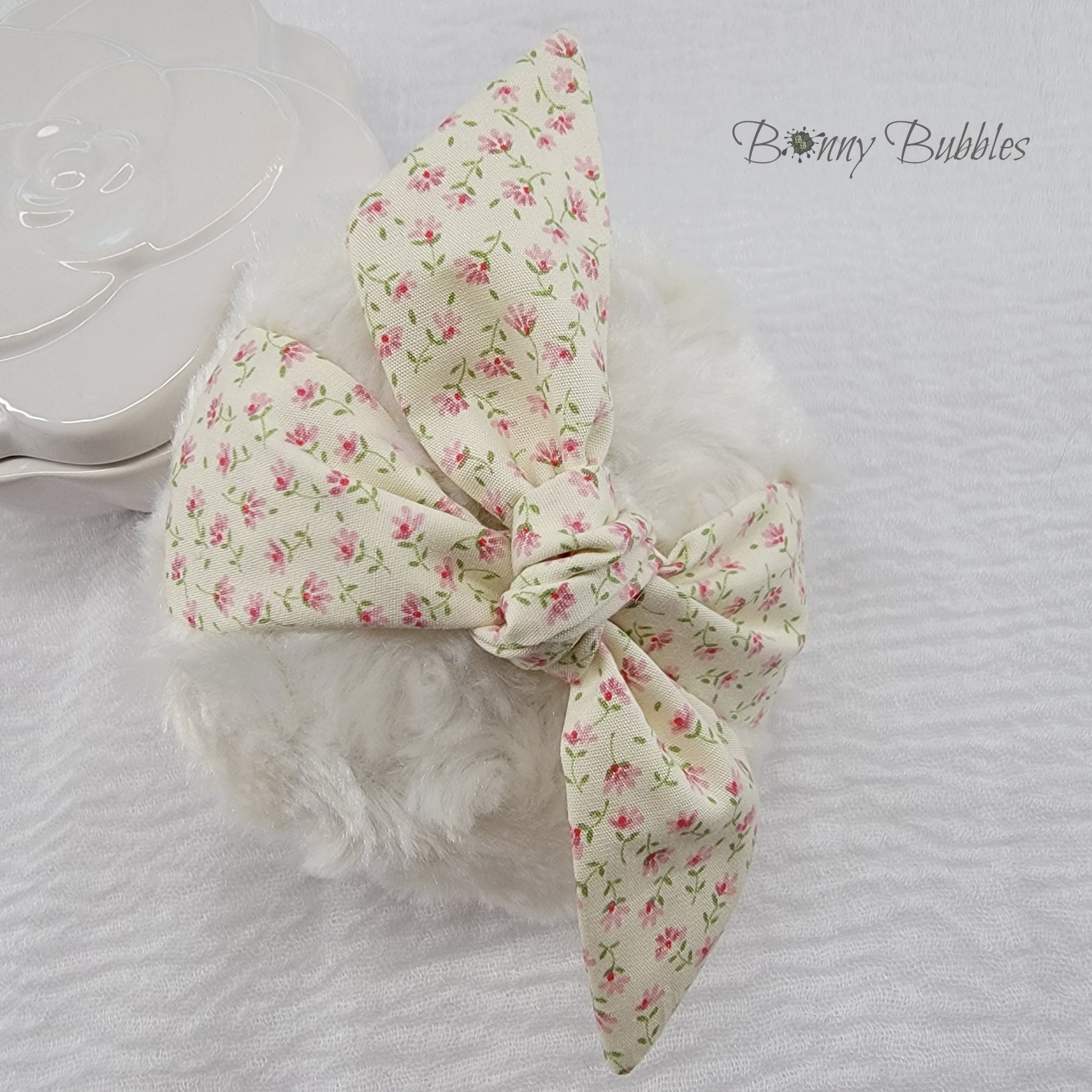 Body Powder Puff - Tiny Pink Floral, 4 inch