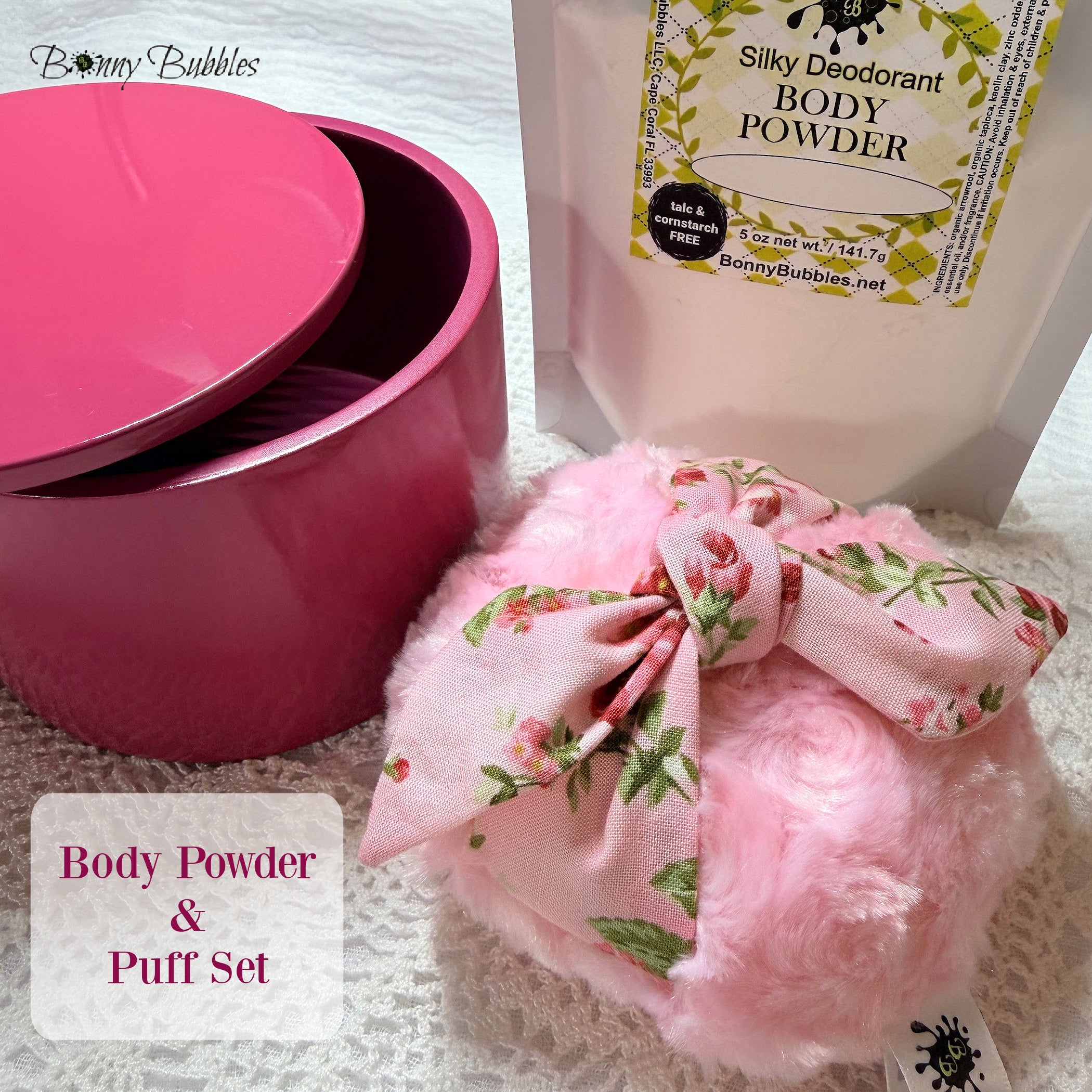 PINK Body Powder Puff Set