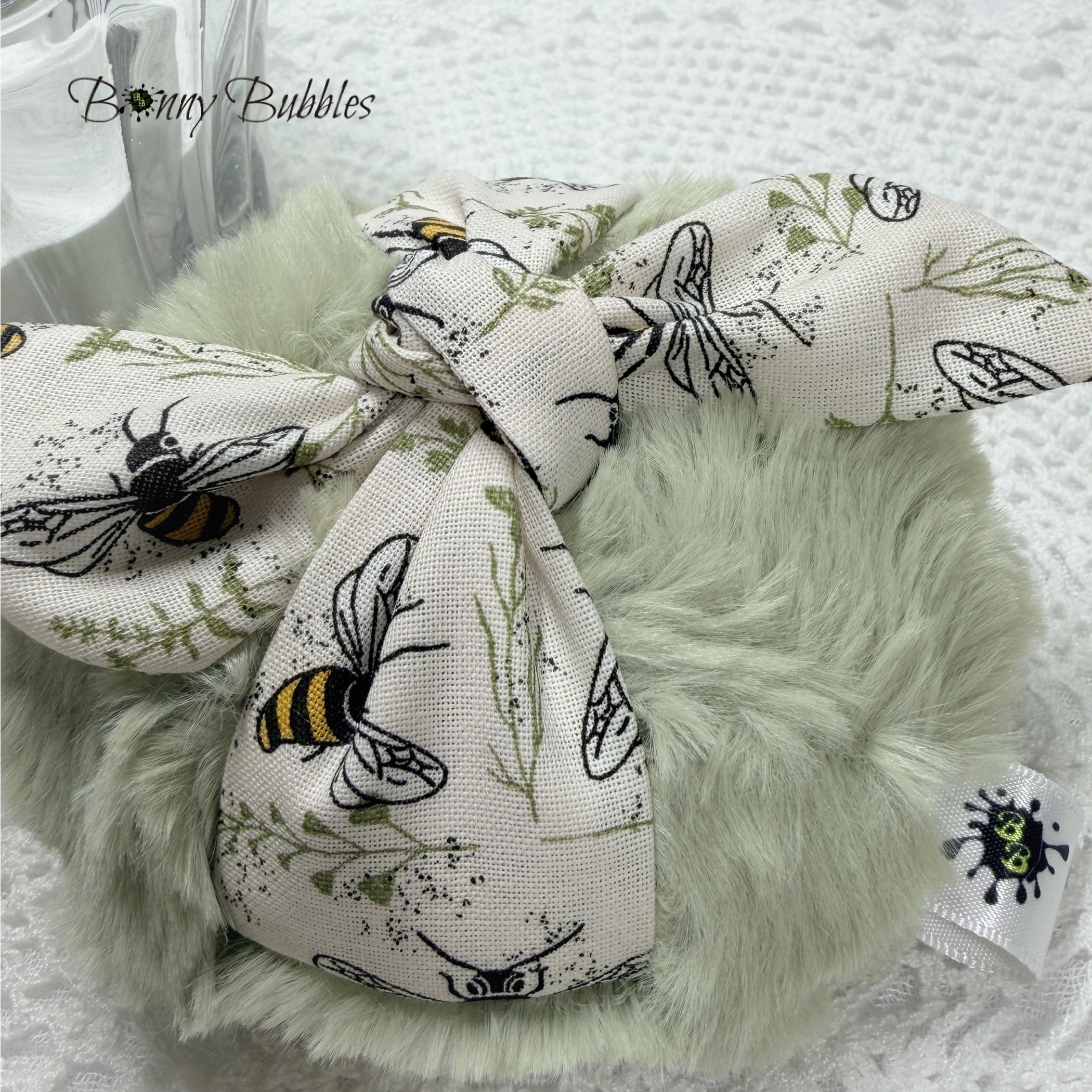 Sage Green Powder Puff - Honey Bee 3.75 inch