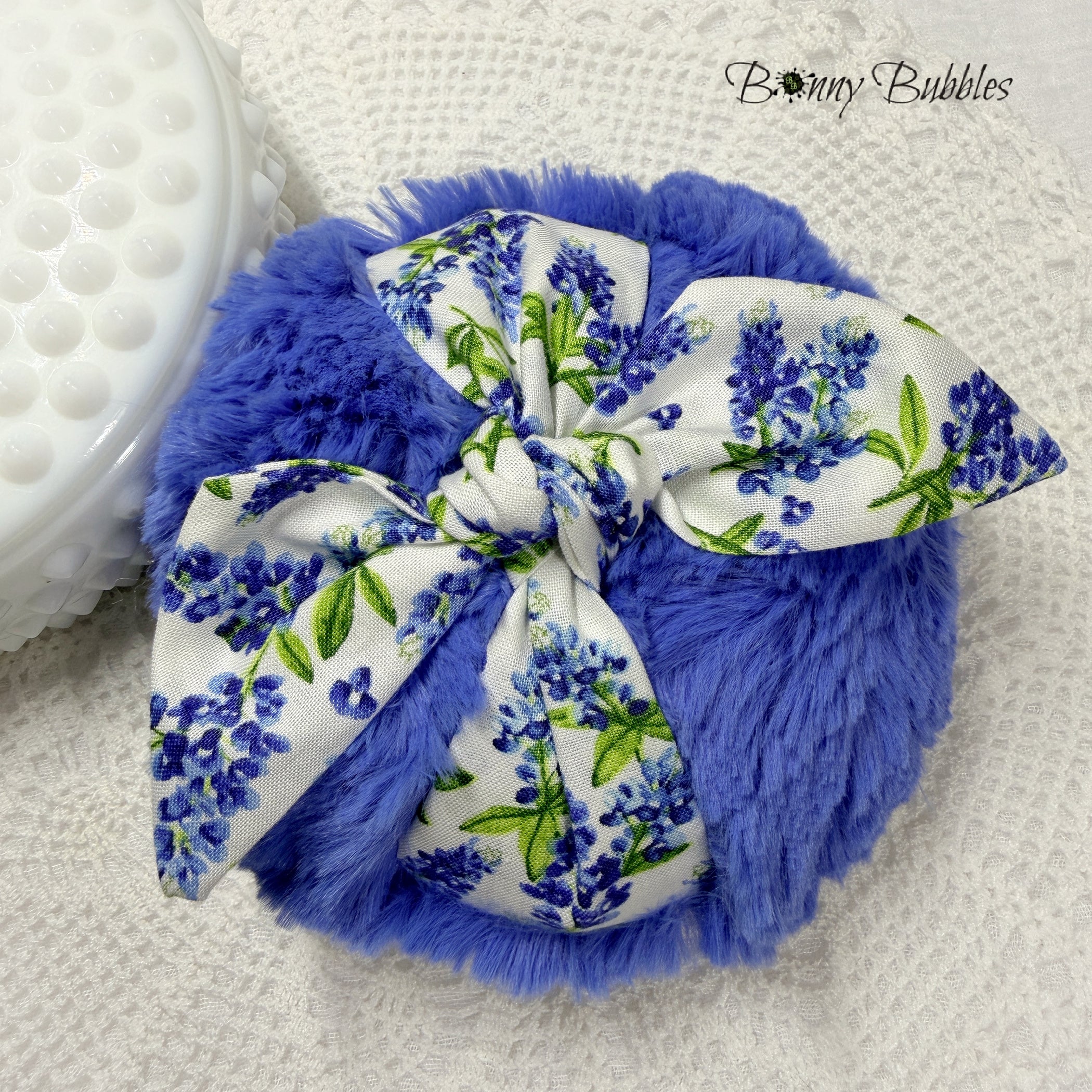 Blue Floral Powder Puff - Large 5 inch