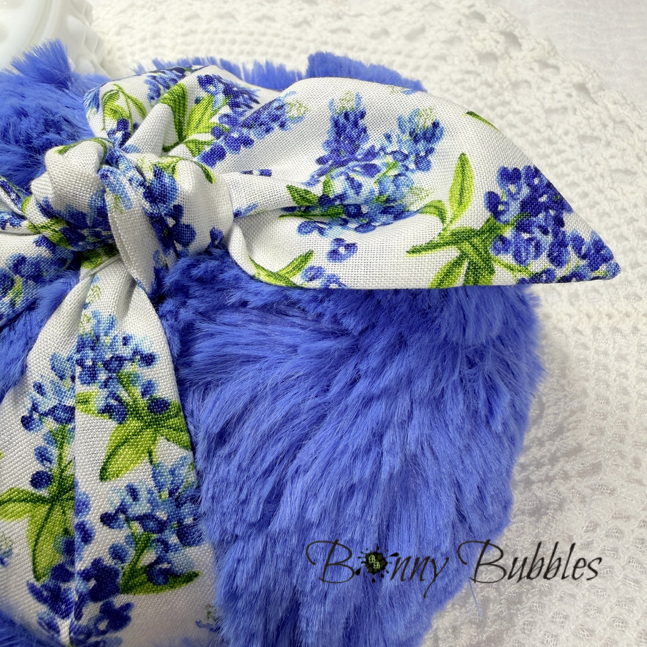 Blue Floral Powder Puff - Large 5 inch