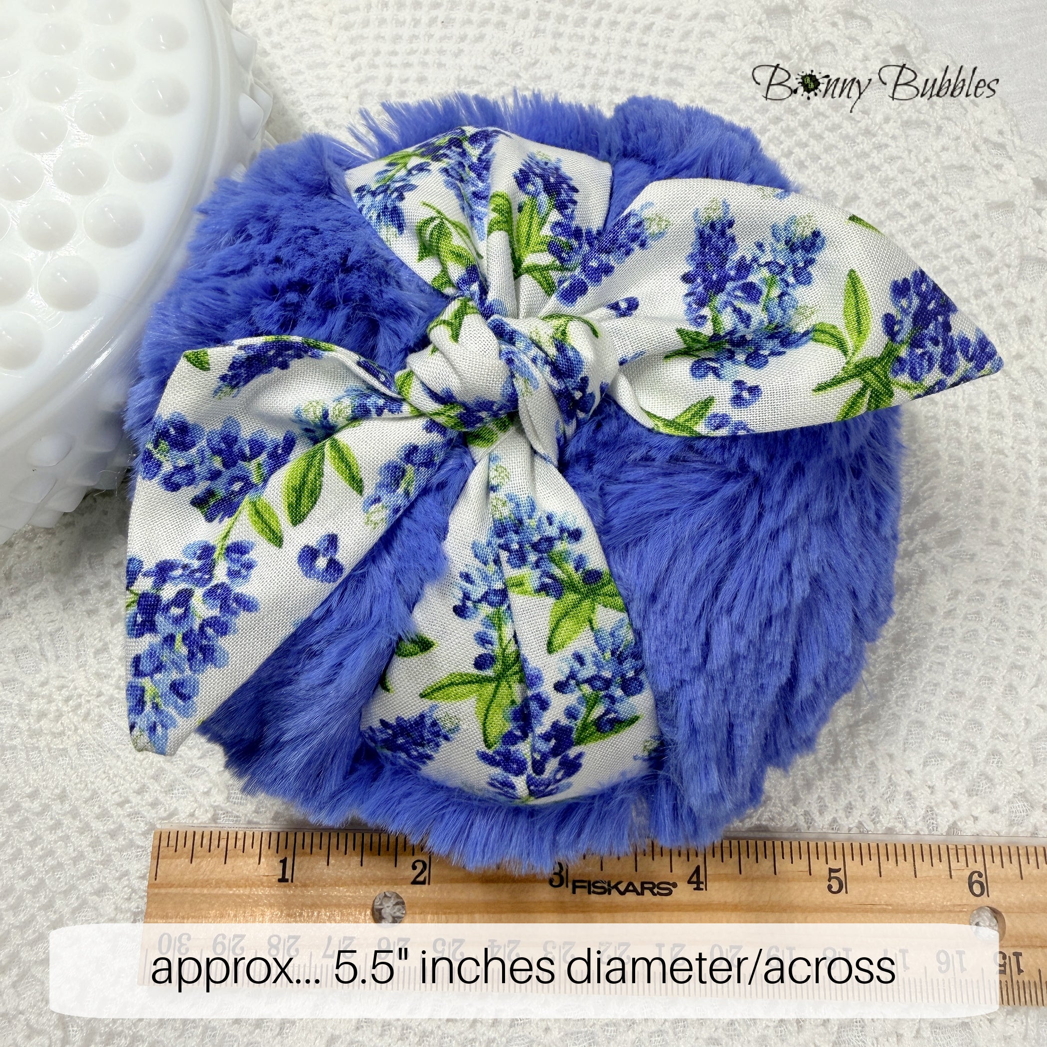 Blue Floral Powder Puff - Large 5 inch