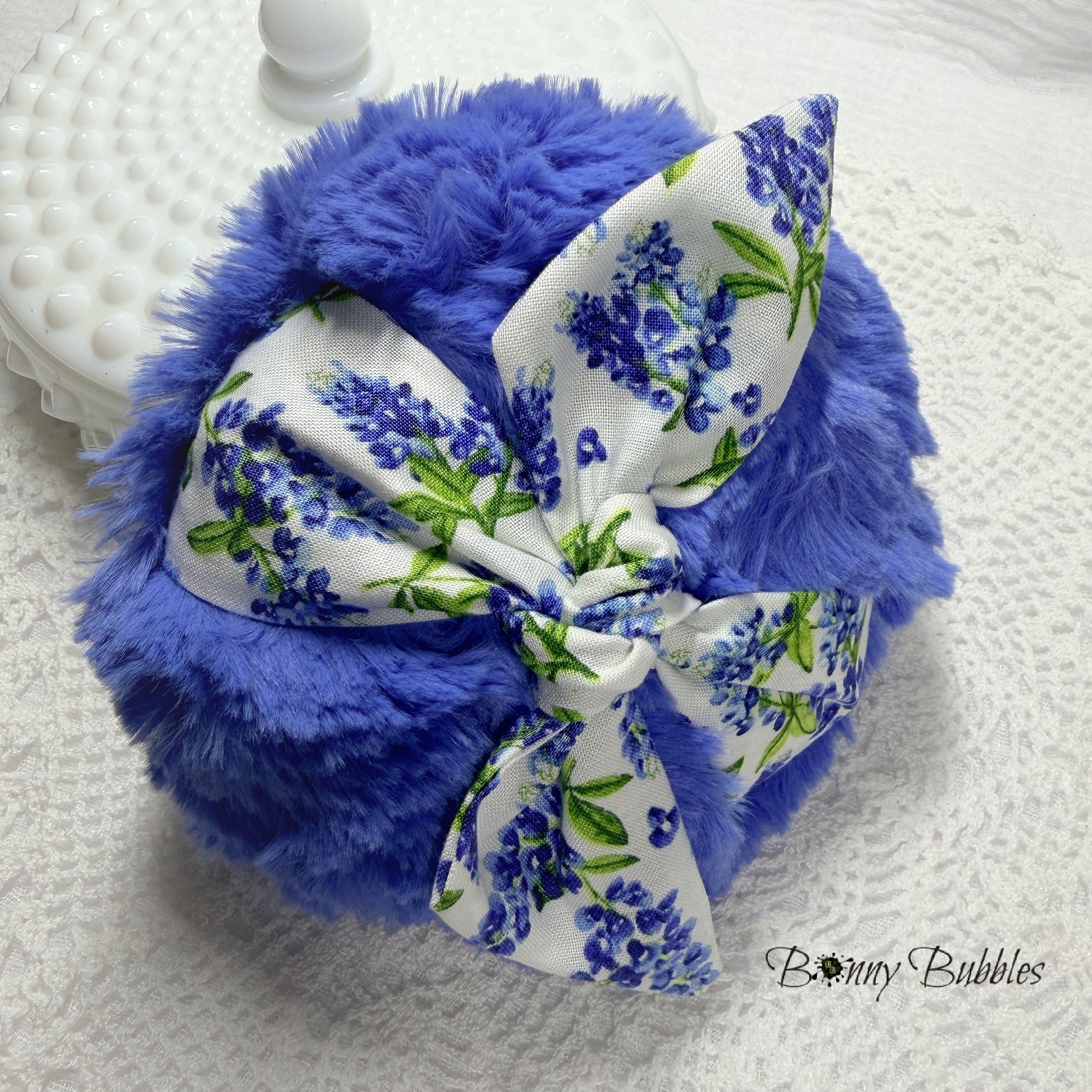 Blue Floral Powder Puff - Large 5 inch