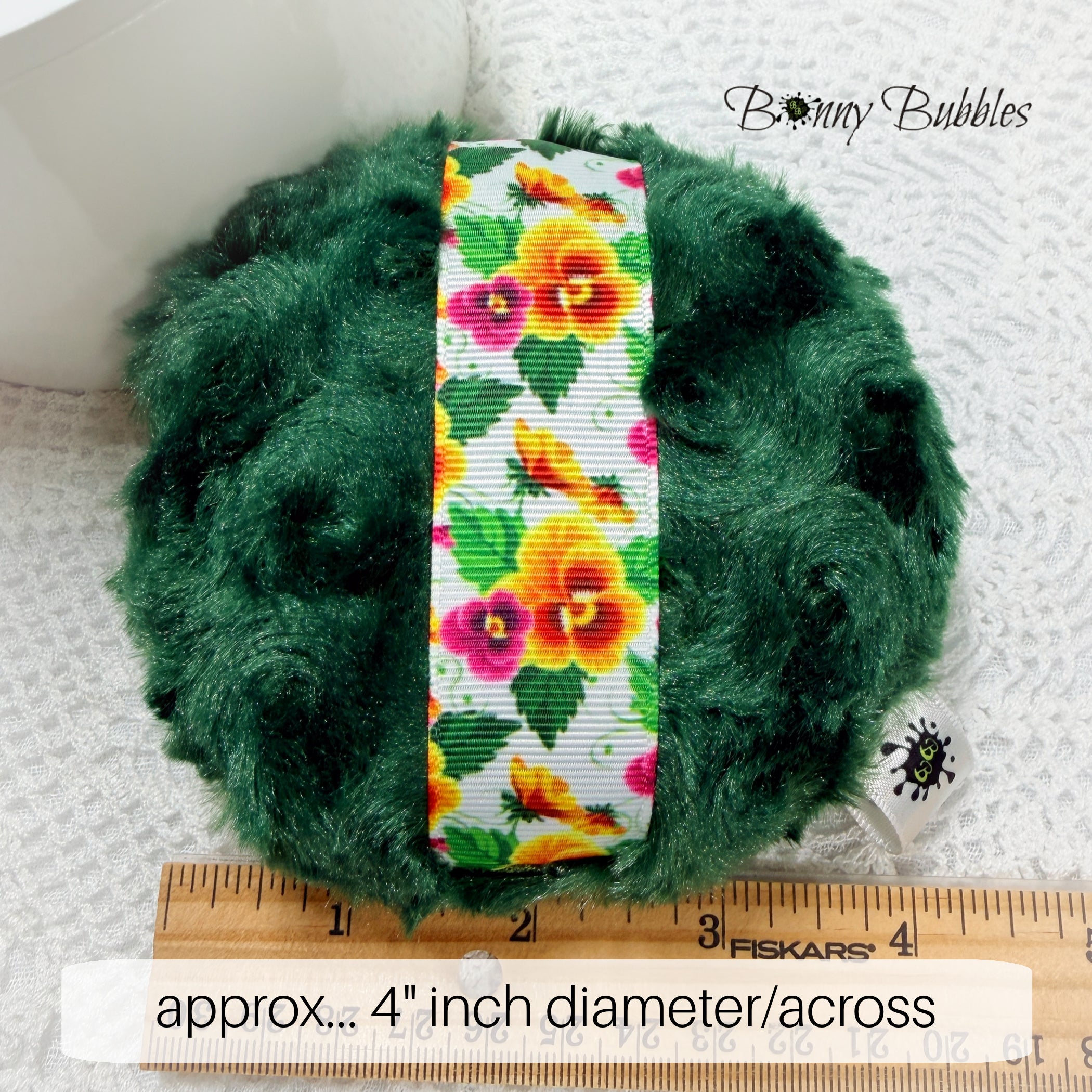 Dark Green Pansy Powder Puff, 4 inch