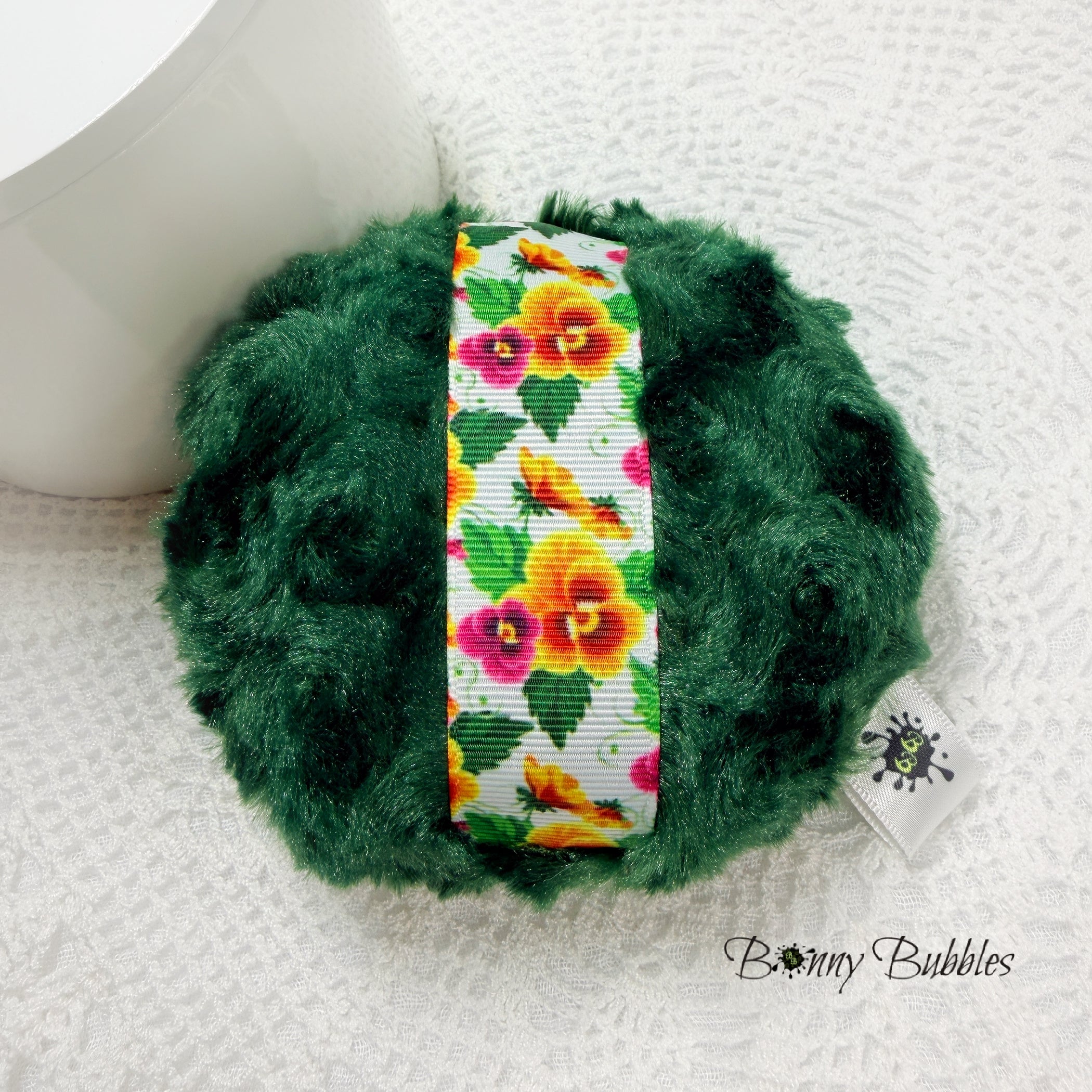 Dark Green Pansy Powder Puff, 4 inch