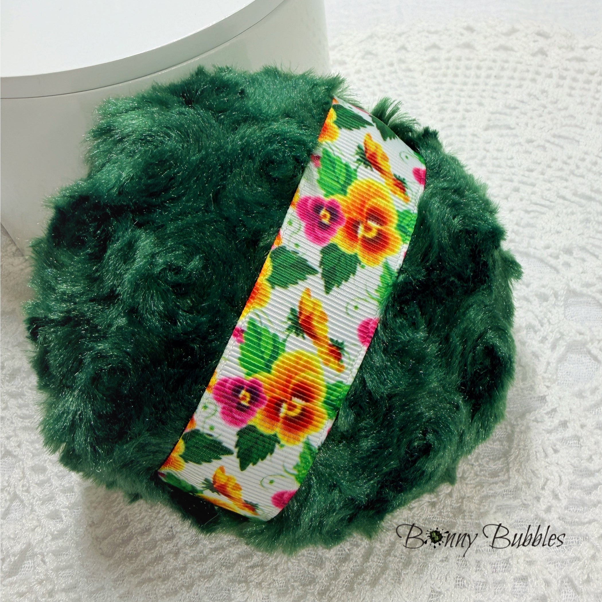 Dark Green Pansy Powder Puff, 4 inch
