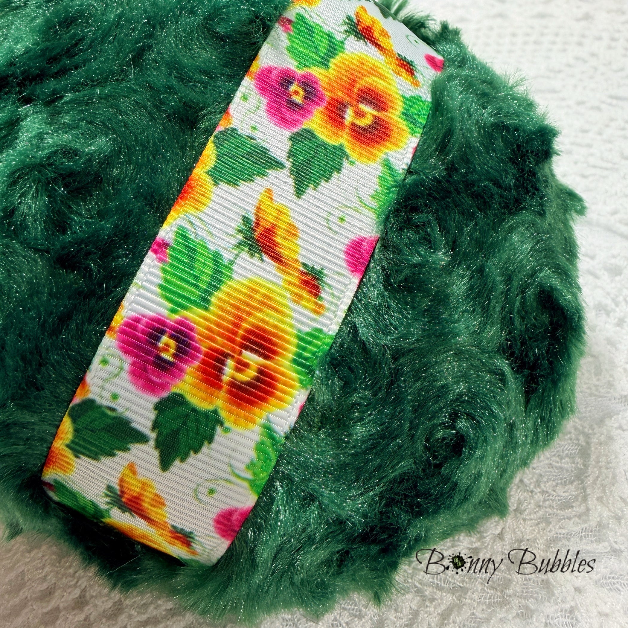 Dark Green Pansy Powder Puff, 4 inch