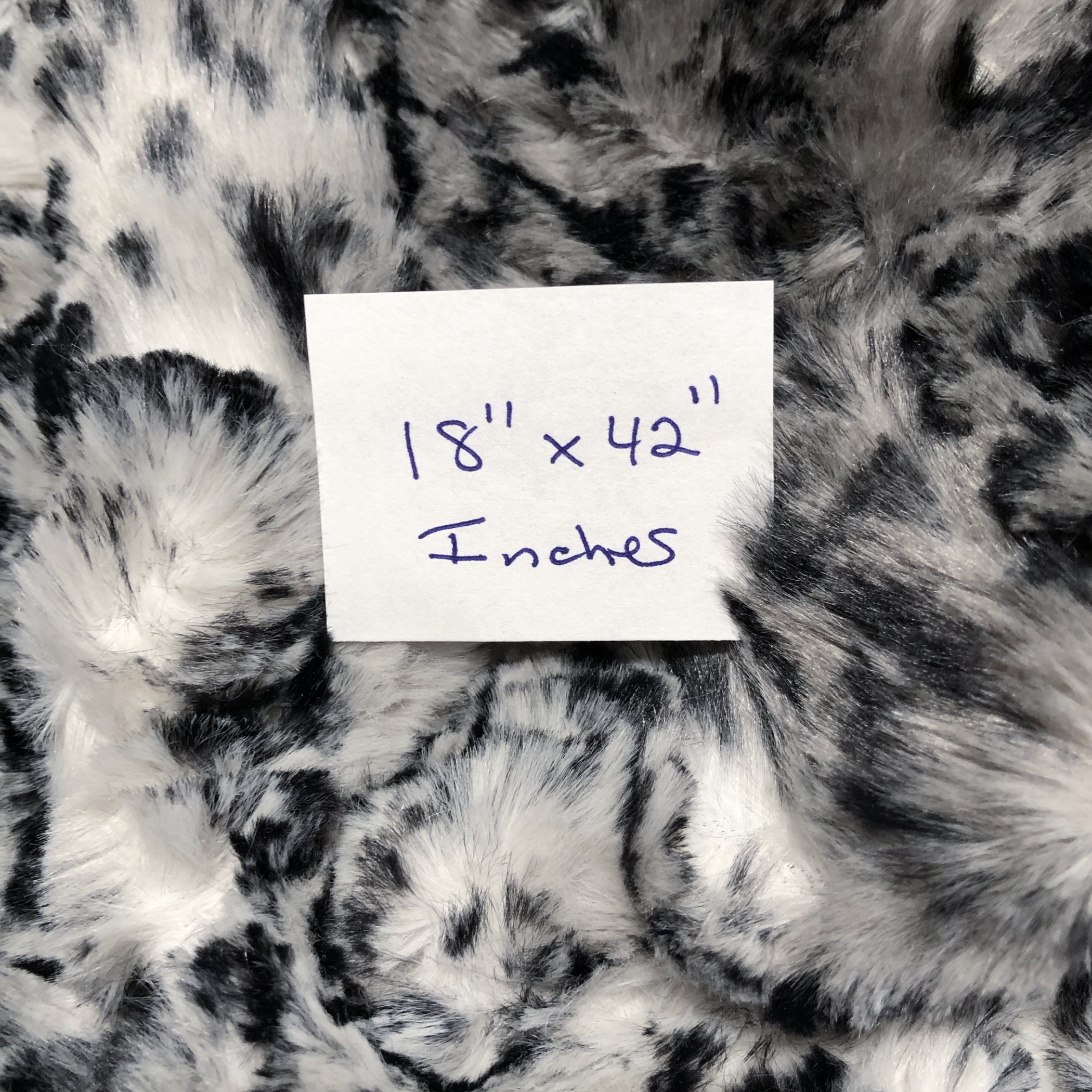 Animal Print Faux Fur, 18" x 42" inches - black mixed grays, soft minky fake fur