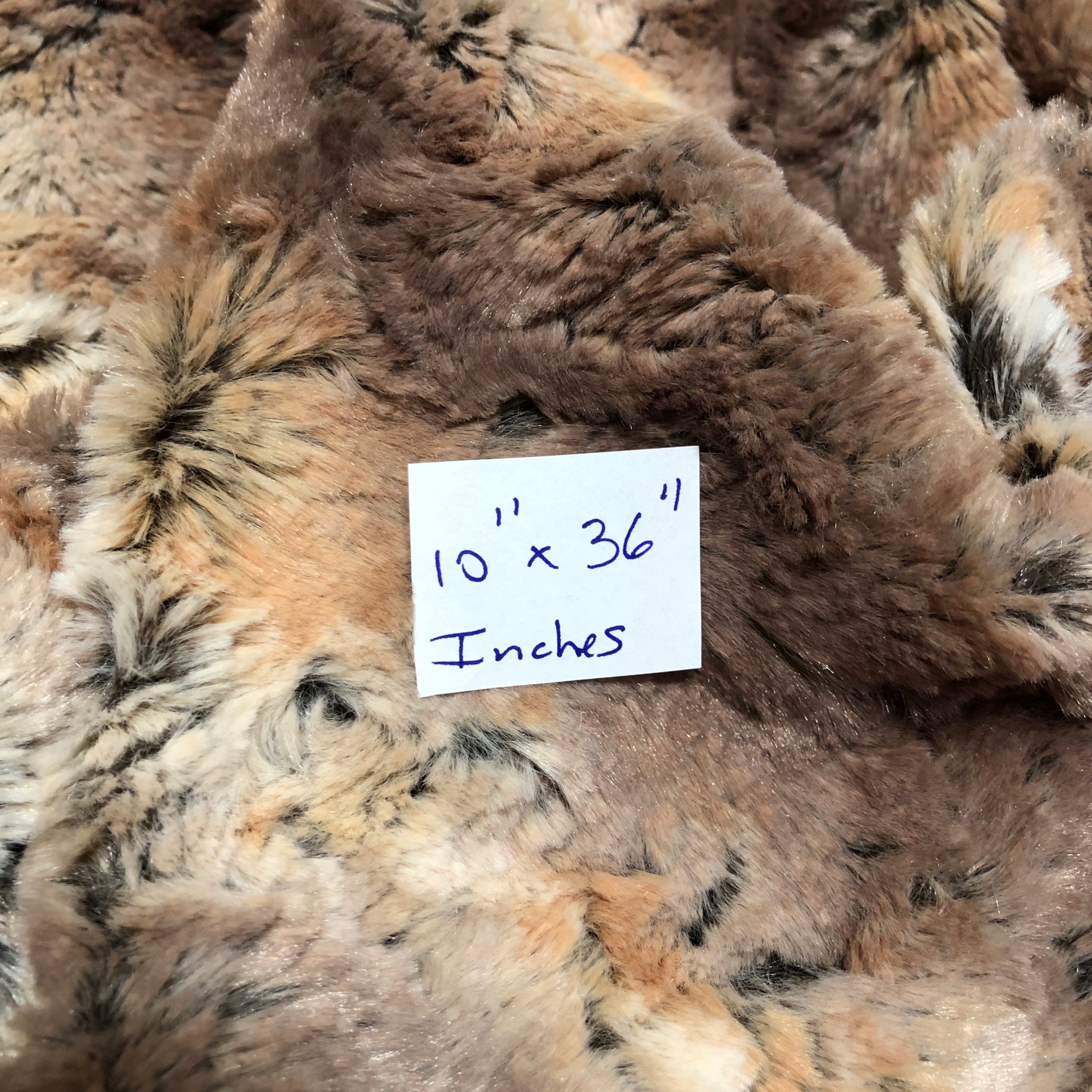 Animal Print Faux Fur, 10" x 36" inches - mixed browns, soft minky fake fur