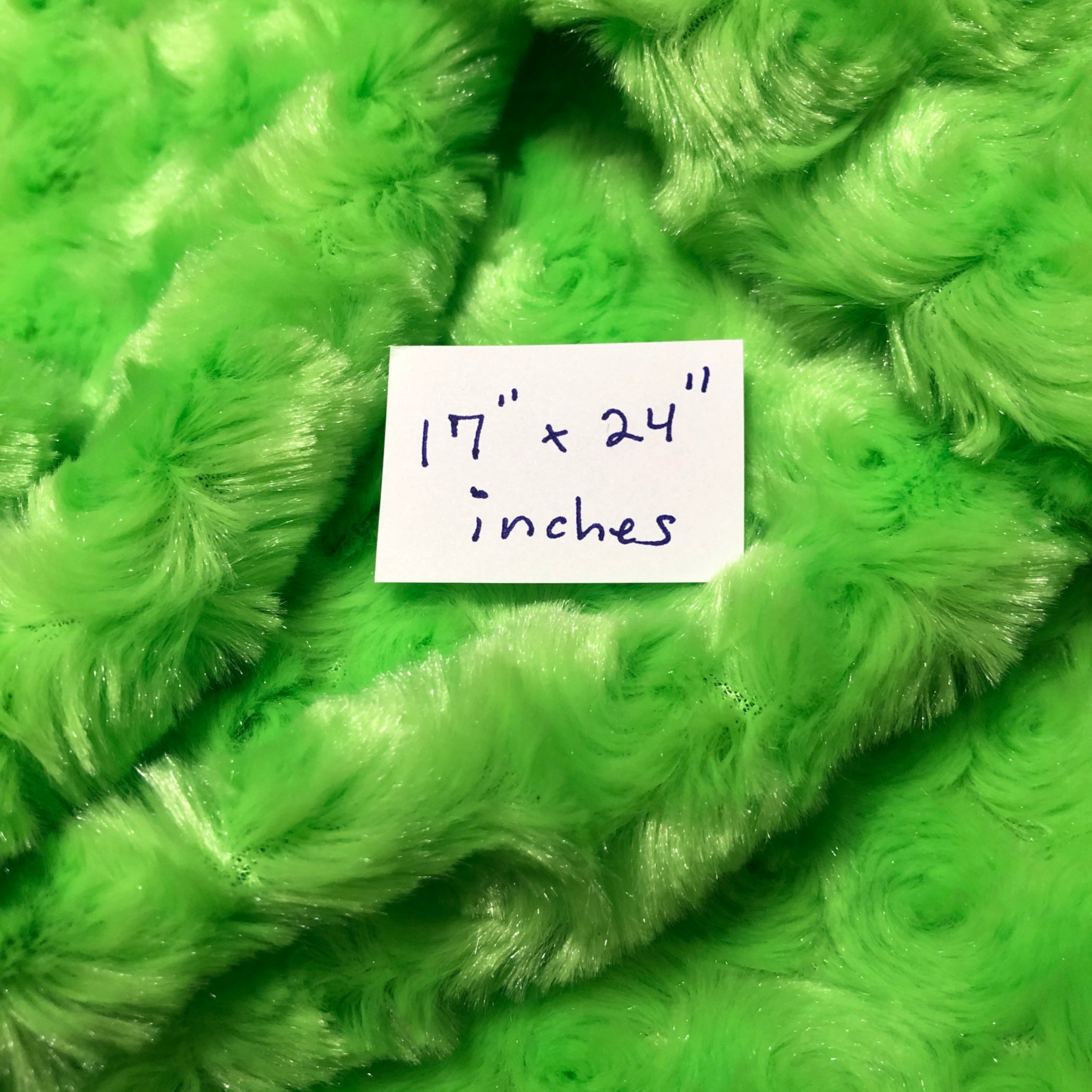 Neon Green Rosebud Minky, 17" x 24" inches - luxuriously soft fake faux fur