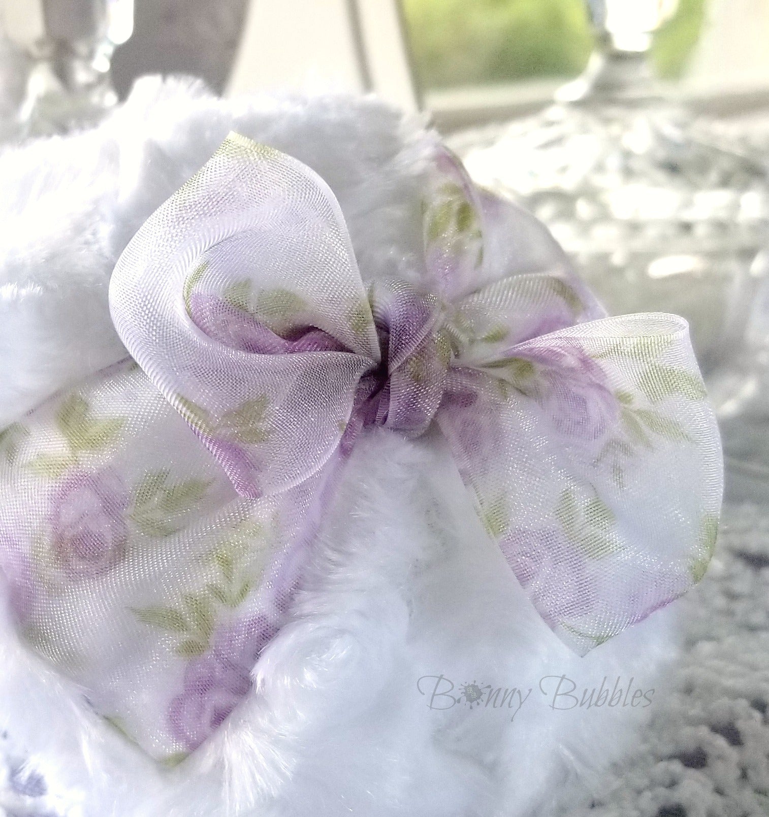 lavender organza powder puff