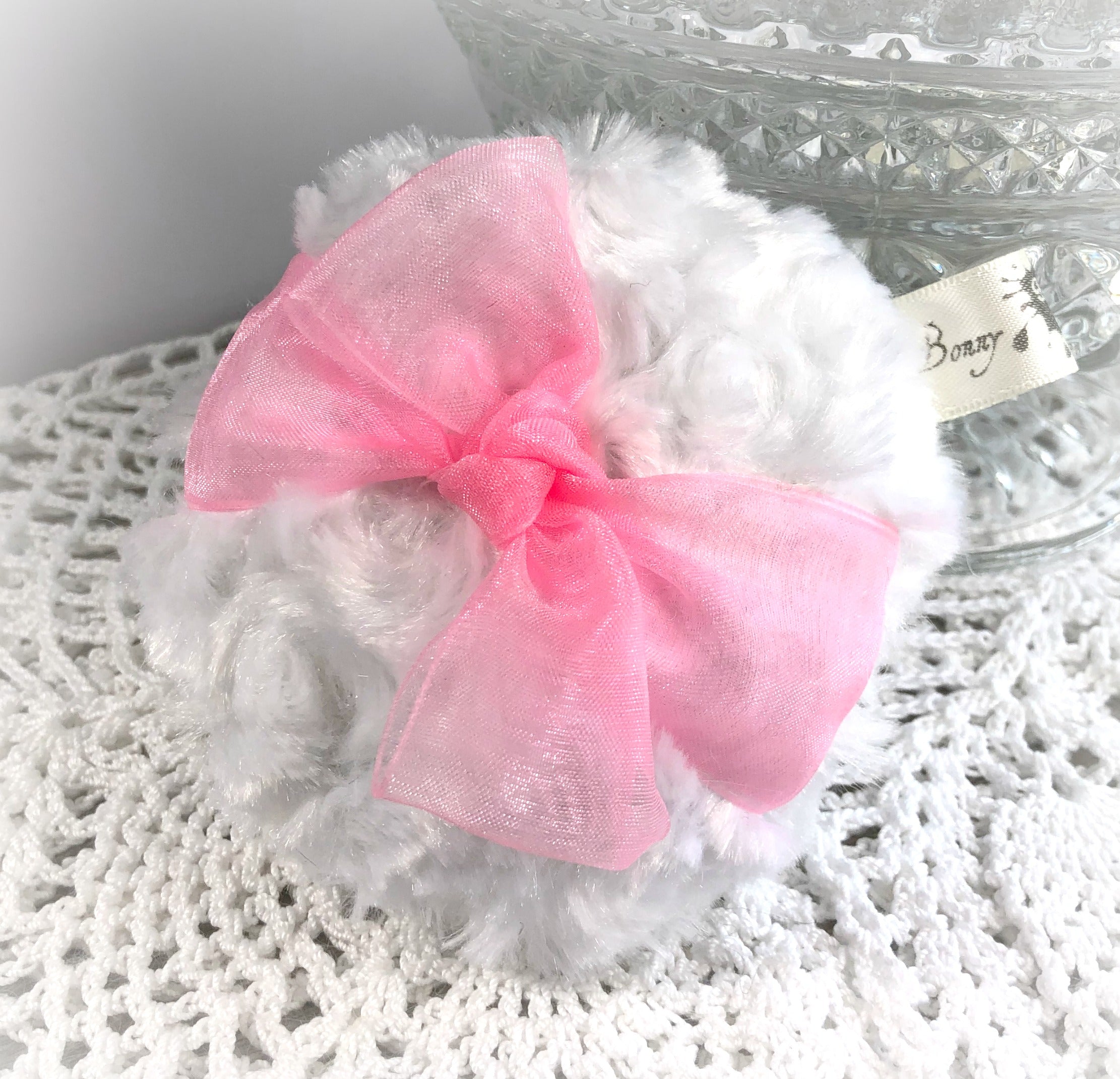 pink organza powder puff