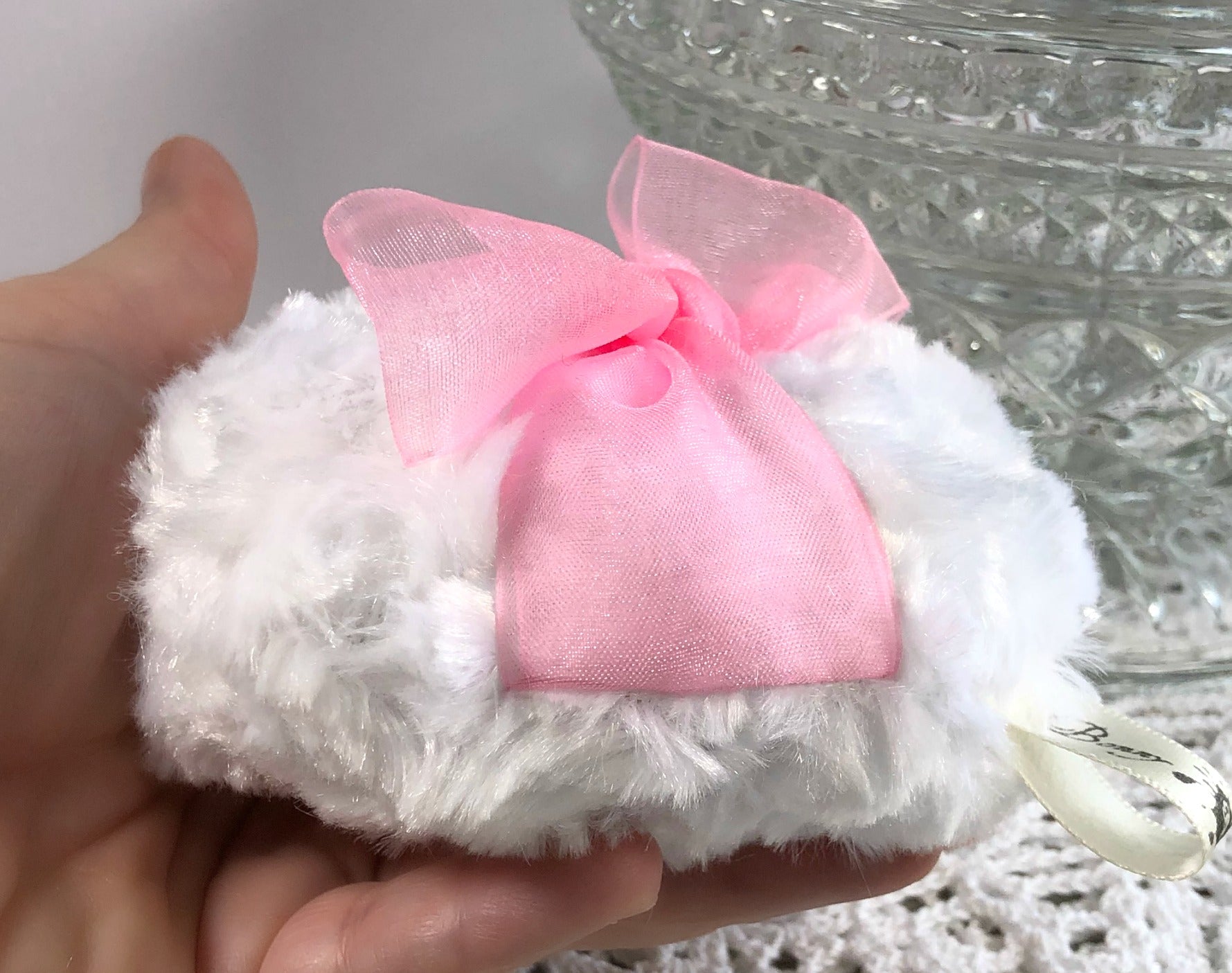 pink organza powder puff