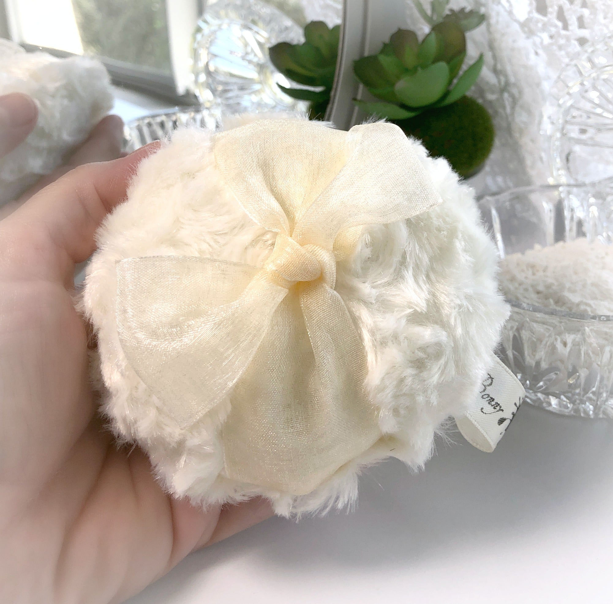 ivory body powder pouf by bonny bubbles