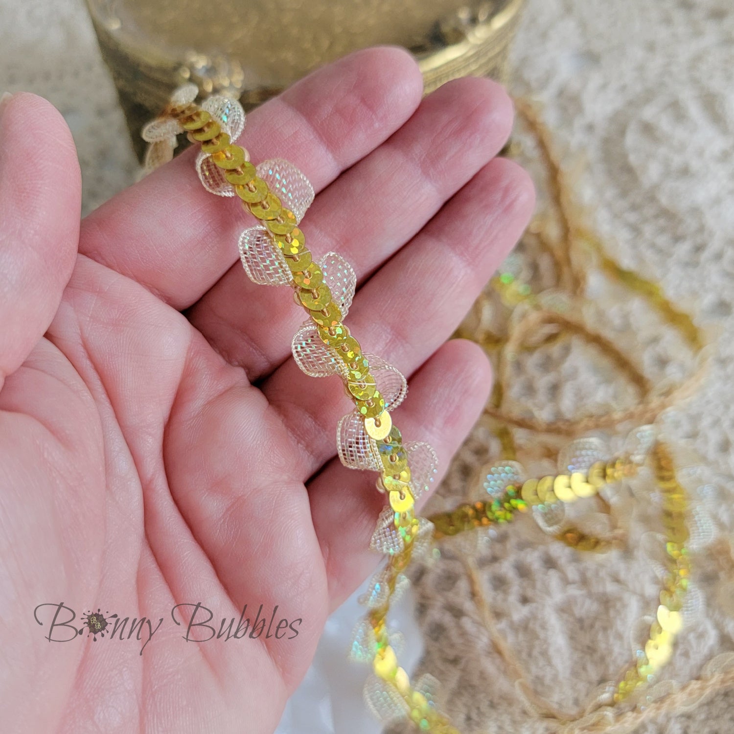 gold sequin rick rack trim