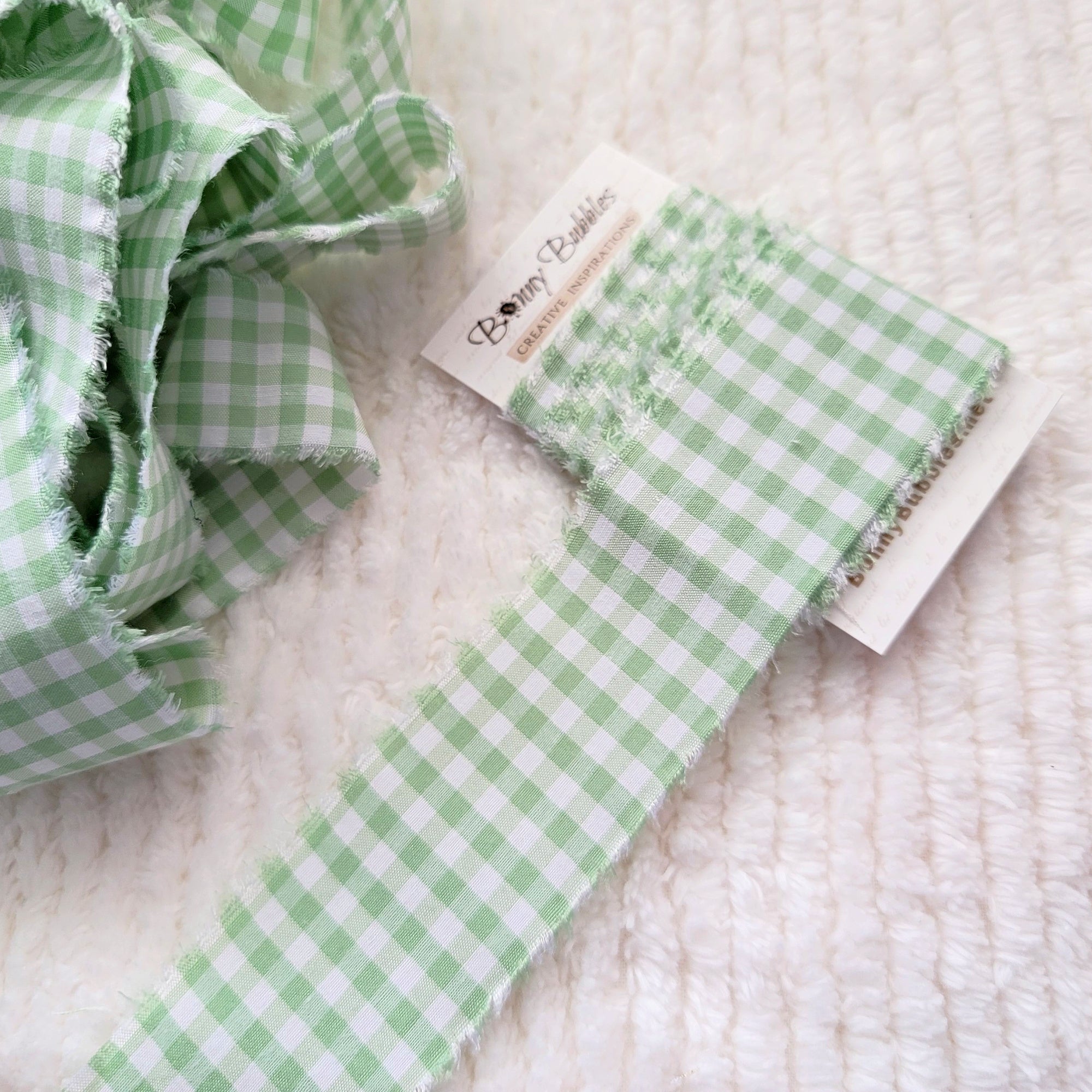 green frayed ribbon