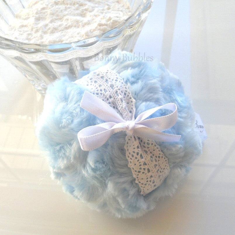 blue lace powder puff