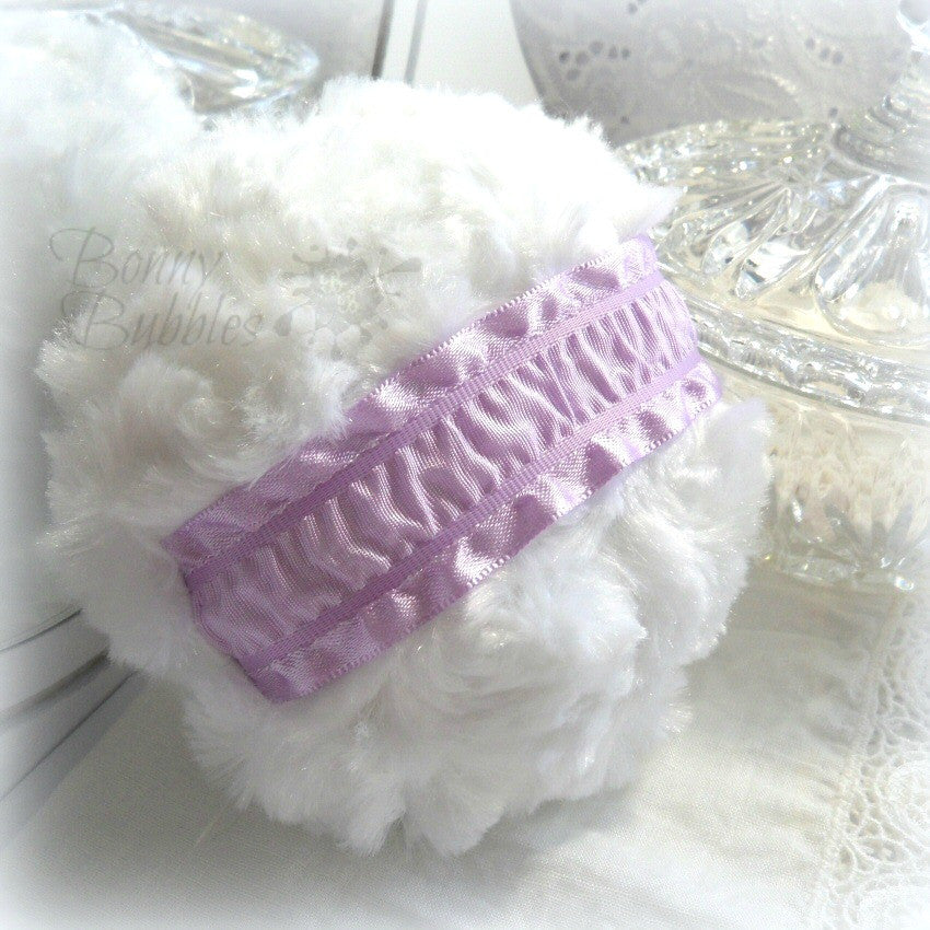 lavender and white powder puff