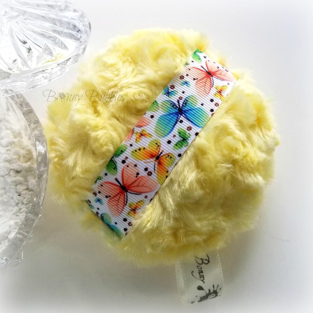 yellow butterfly powder puff