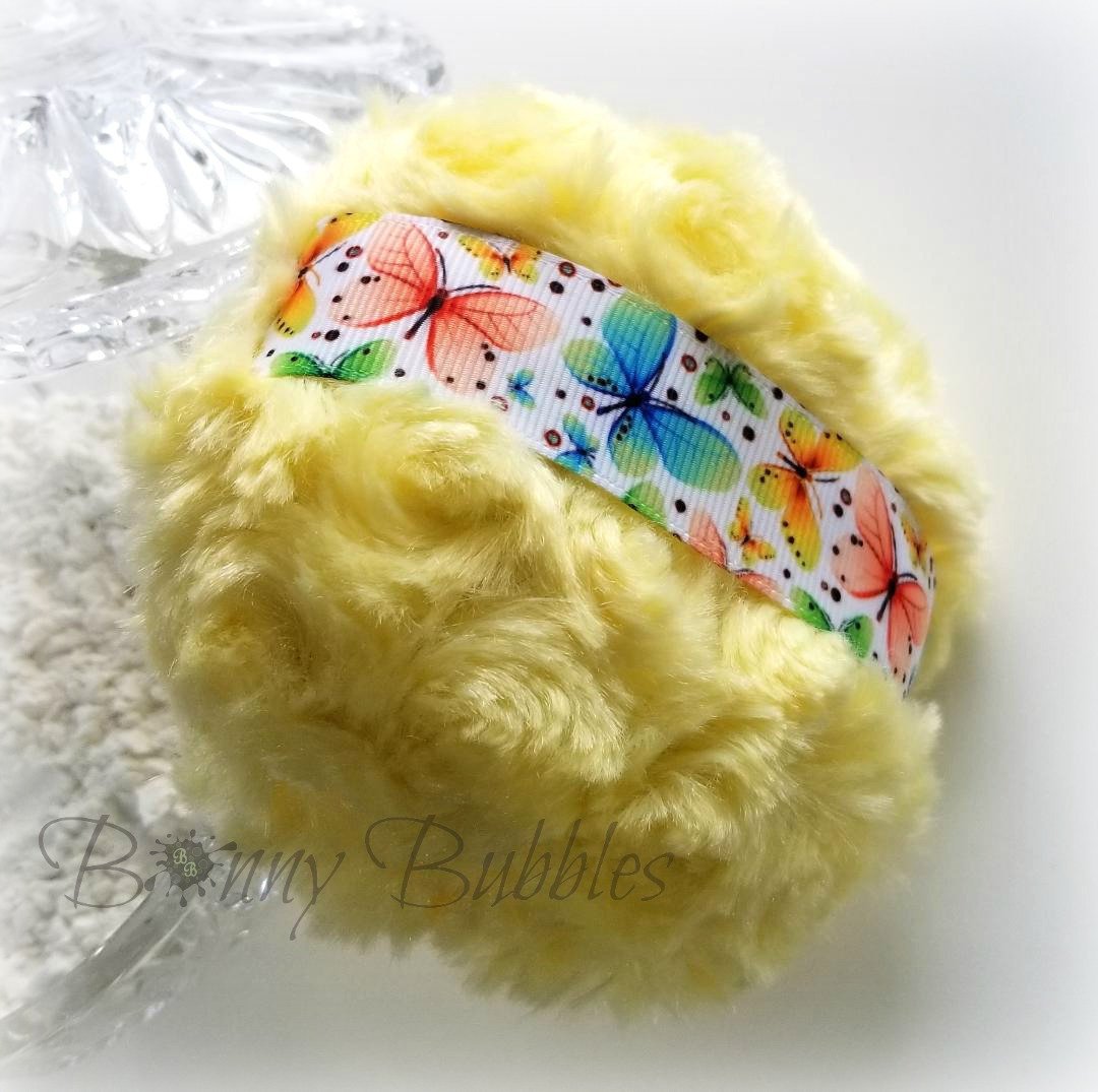 yellow butterfly powder puff